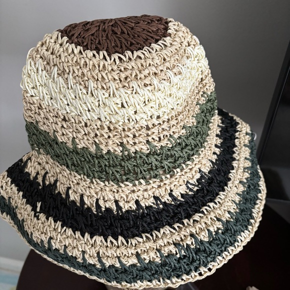 NEW IN BAG NIB Lori Goldstein LOGO Adjustable Striped Sun Hat in Green Black - Picture 7 of 7